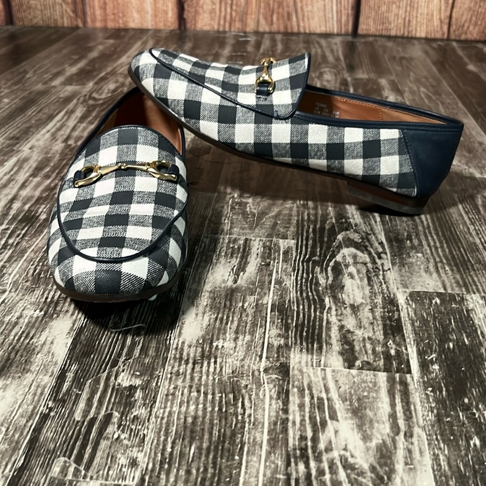 Coach Black and White Plaid Loafers